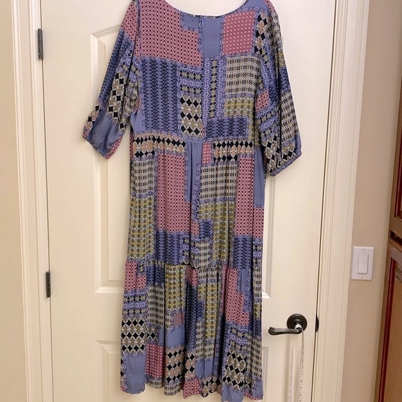 Ellos Maxi Dress Womens Plus Sz 22 Tiered patchwork Cottage Core Avanteguard - Picture 3 of 9
